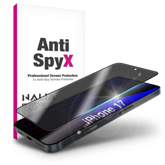 NALIA AntiSpyX passend für Apple iPhone 17 Glas (Diskreter Blickschutz), Privacy Schutzglas mit 9H Härte, Anti-Spy Sichtschutz gegen Seitenblicke, Kratz-Resistent, Screen Protector, Hüllen-freundlich
