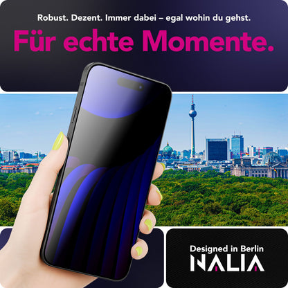 NALIA AntiSpyX passend für Apple iPhone 17 Glas (Diskreter Blickschutz), Privacy Schutzglas mit 9H Härte, Anti-Spy Sichtschutz gegen Seitenblicke, Kratz-Resistent, Screen Protector, Hüllen-freundlich