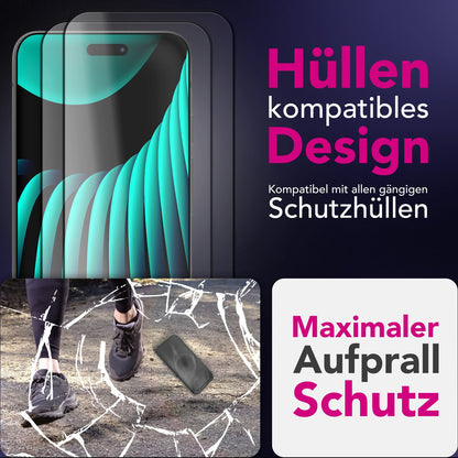 NALIA ArmorGlassX passend für Apple iPhone 17 Air Glas (super klarer Displayschutz), 2x Schutzglas 9H Härte, Robust, Splitterfrei, Case-friendly, Touch-sensitiv, Anti-Schlieren, schwarzer Rahmen