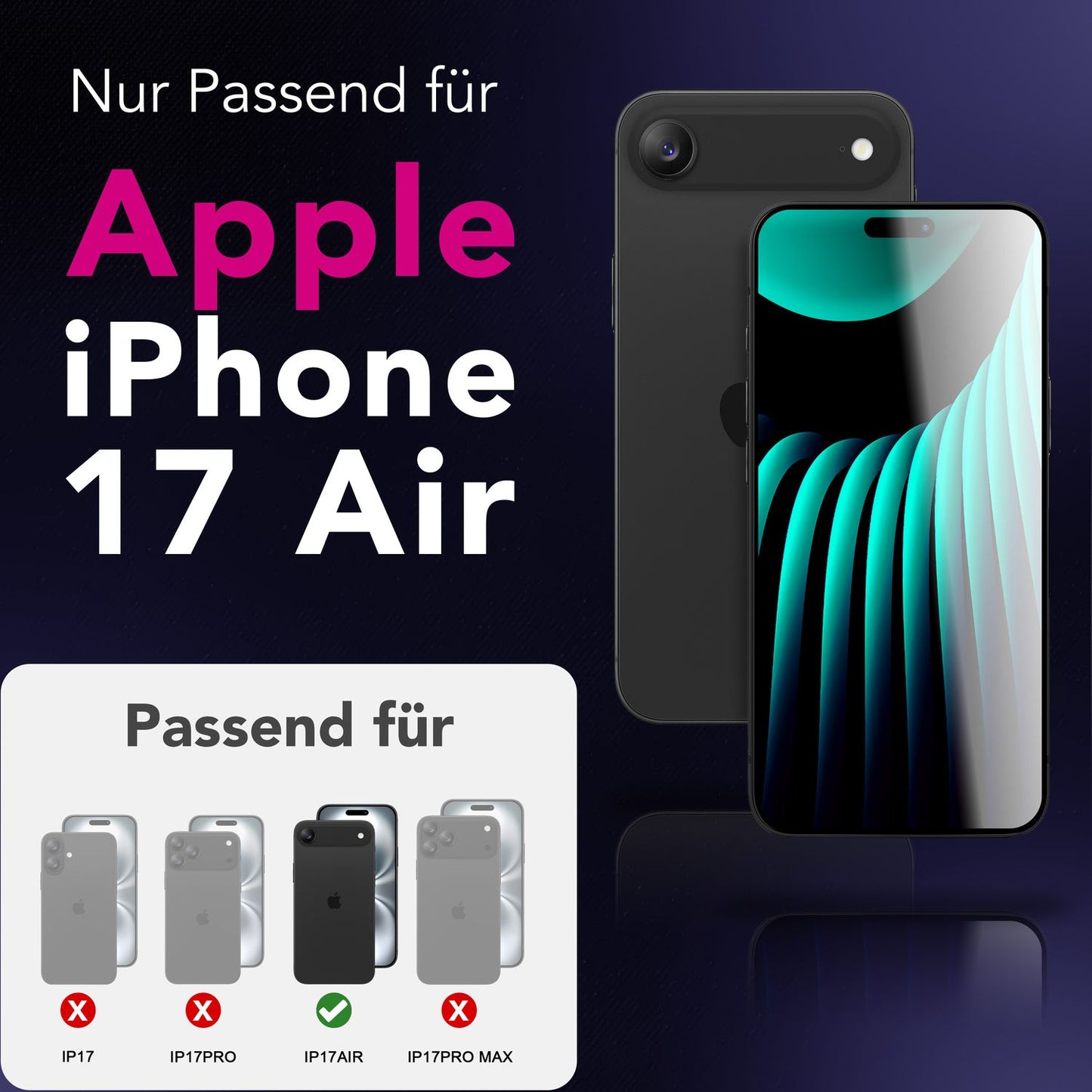NALIA ArmorGlassX passend für Apple iPhone 17 Air Glas (super klarer Displayschutz), 2x Schutzglas 9H Härte, Robust, Splitterfrei, Case-friendly, Touch-sensitiv, Anti-Schlieren, schwarzer Rahmen