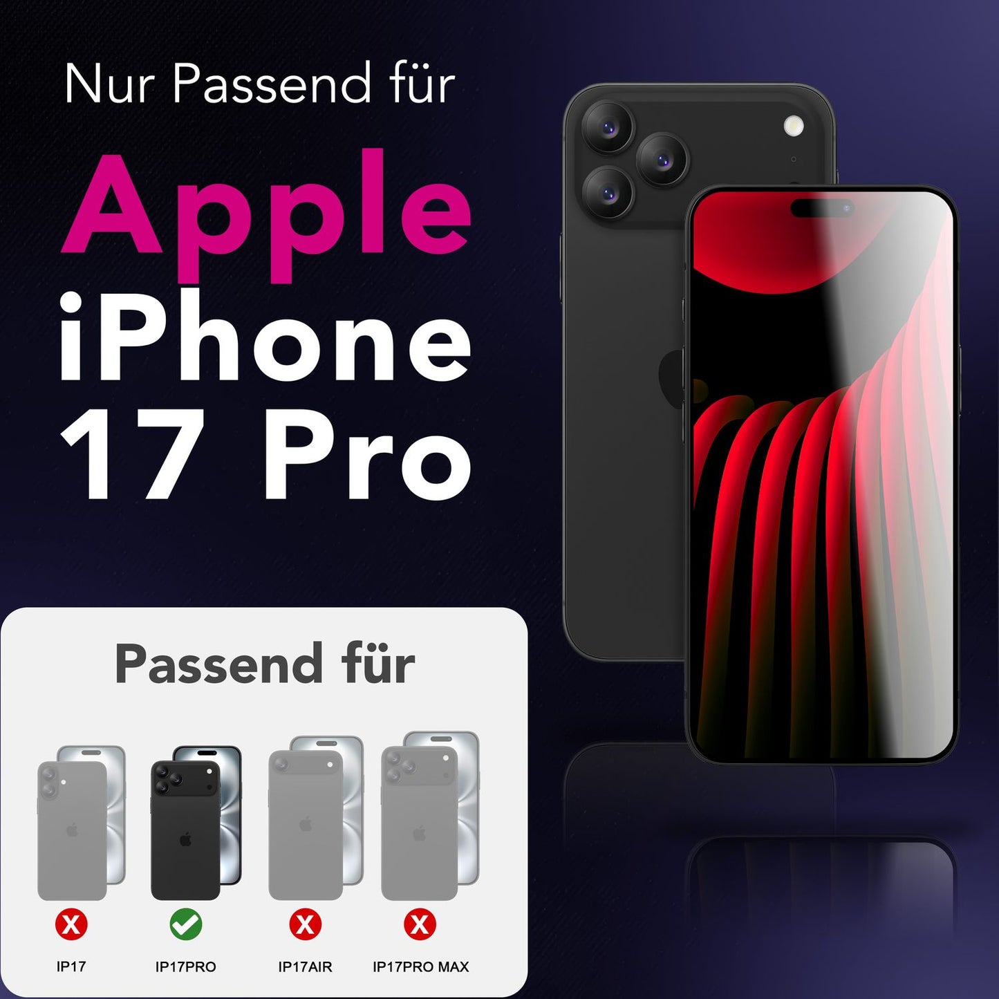 NALIA AntiSpyX passend für Apple iPhone 17 Pro Glas (Diskreter Blickschutz), Privacy Schutzglas mit 9H Härte, Anti-Spy Sichtschutz, Robust, Touch-sensitiv, Blasenfrei, Oleophob, Hüllen-freundlich