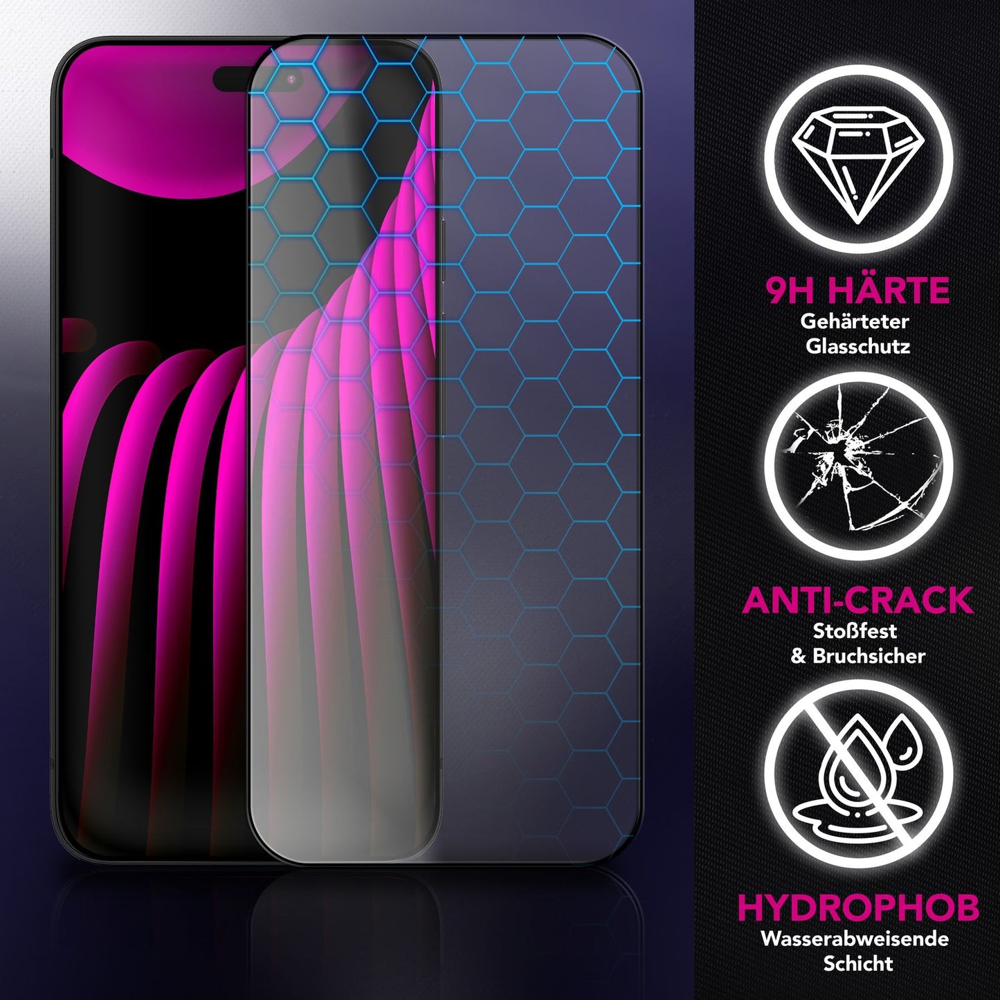 NALIA ArmorGlassX passend für Apple iPhone 17 Pro Max Glas (super klarer Displayschutz), 2x Schutzglas 9H gehärtet, Robust, Touch-optimiert, Hüllen-kompatibel, Anti-Fingerabdruck, schwarzer Rahmen