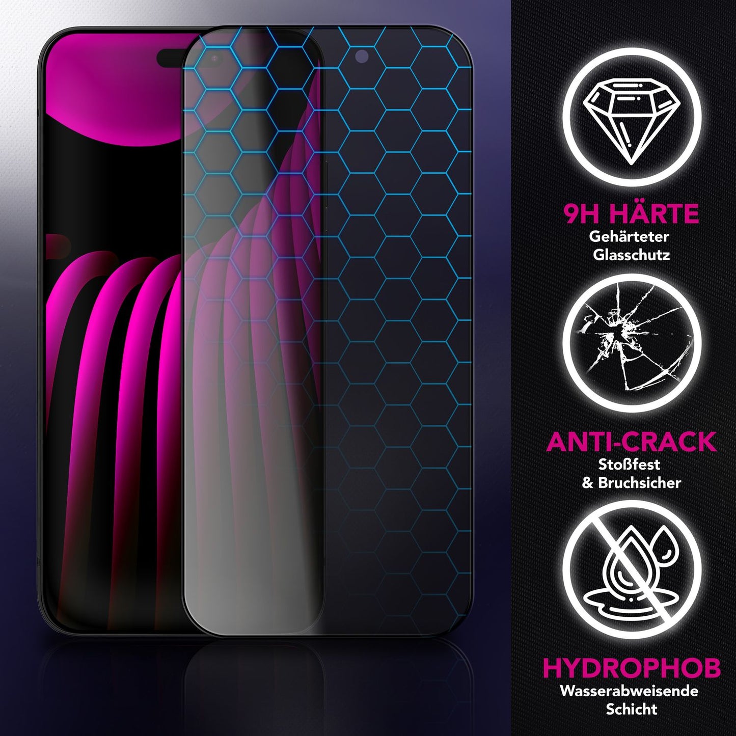 NALIA AntiSpyX passend für Apple iPhone 17 Pro Max Glas (Diskreter Blickschutz), Privacy Schutzglas mit 9H Härte, Anti-Spy Sichtschutz für Privatsphäre, Robust, Touch-sensitiv, Hüllen-freundlich