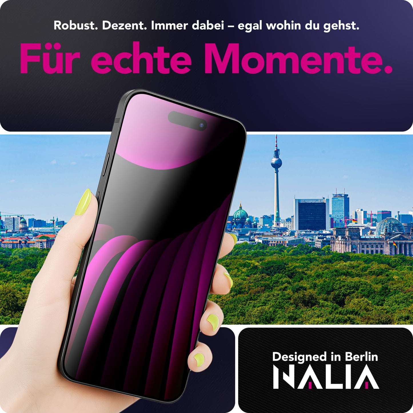 NALIA AntiSpyX passend für Apple iPhone 17 Pro Max Glas (Diskreter Blickschutz), Privacy Schutzglas mit 9H Härte, Anti-Spy Sichtschutz für Privatsphäre, Robust, Touch-sensitiv, Hüllen-freundlich