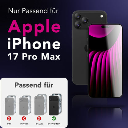 NALIA AntiSpyX passend für Apple iPhone 17 Pro Max Glas (Diskreter Blickschutz), Privacy Schutzglas mit 9H Härte, Anti-Spy Sichtschutz für Privatsphäre, Robust, Touch-sensitiv, Hüllen-freundlich
