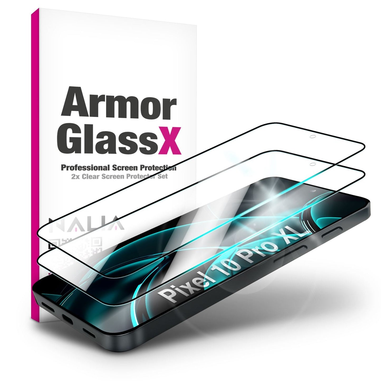 NALIA 2x Schutzglas für Google Pixel 10 Pro XL – Full-Screen Schutz 9H & Hüllenfreundlich – ARMORGLASSX (Display Glasfolie Transparent & 9H Härte) – Marke aus Berlin