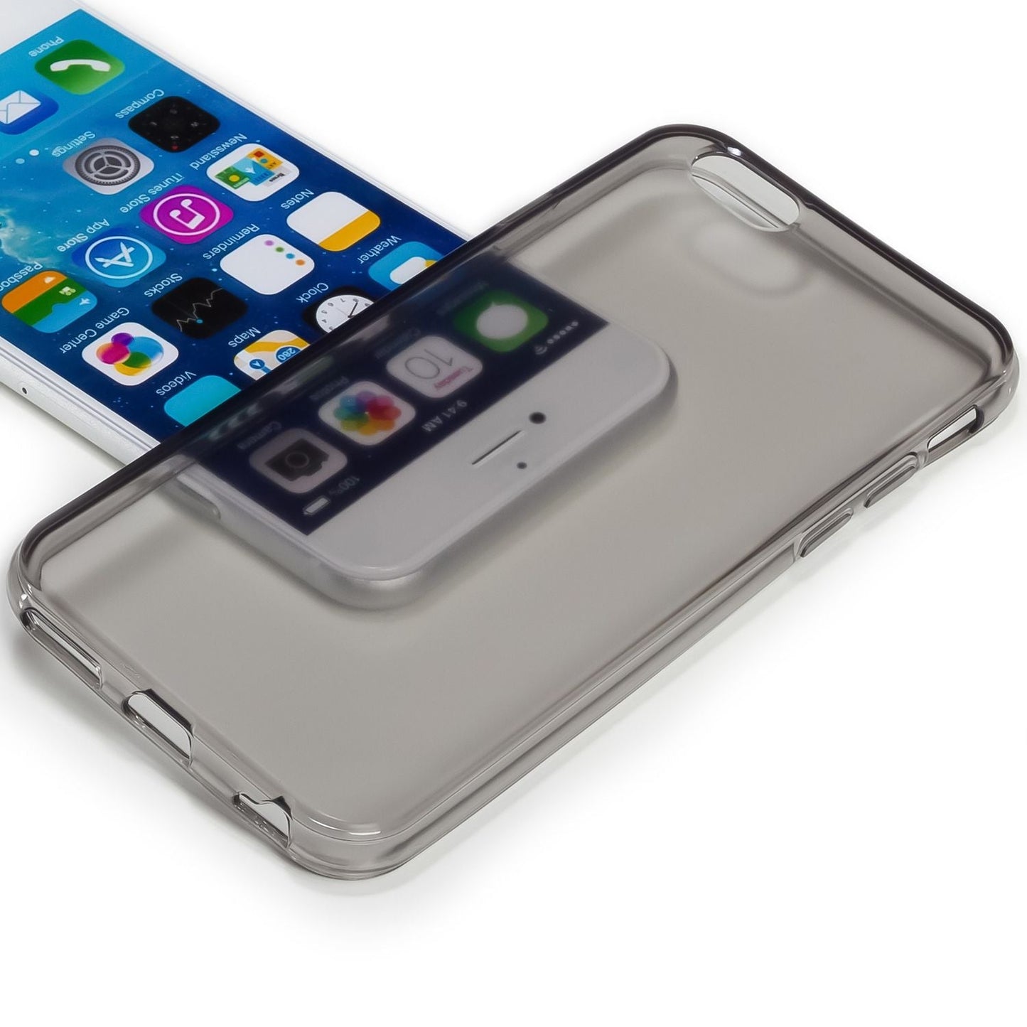NALIA Handyhülle kompatibel mit iPhone 6 6S, Ultra-Slim Silikon Case Crystal Schutz-Hülle Dünn Durchsichtig, Handy-Tasche Telefon-Schale Back-Cover Skin Thin-Fit Smart-Phone Bumper - Grau Transparent