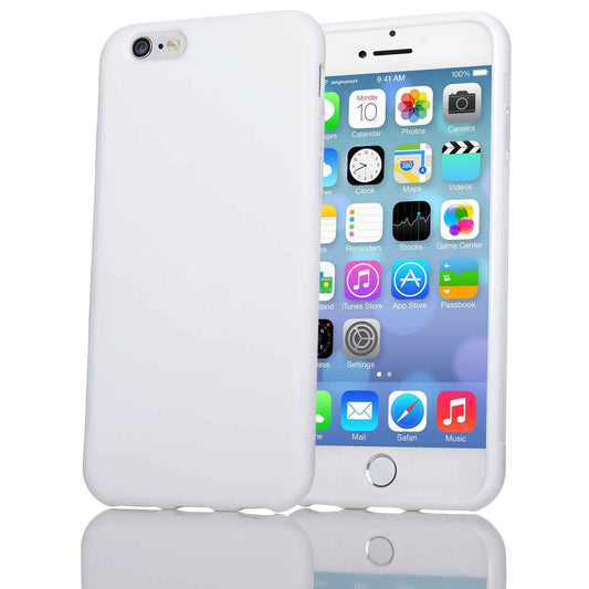 NALIA Handyhülle kompatibel mit iPhone 6 6S, Ultra-Slim Silikon Case Cover Gummihülle, Matte Anti-Rutsch Schutz-Hülle Dünn, Etui Handy-Tasche Telefon-Schale Thin Back-Cover Smart-Phone Bumper - Weiß