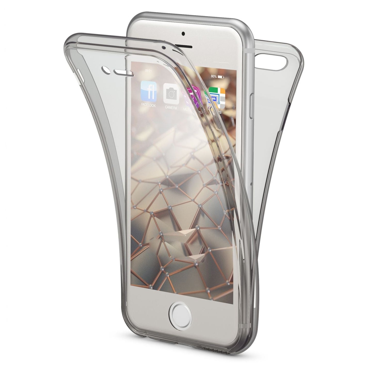 NALIA 360 Grad Handyhülle kompatibel mit iPhone 6 6S, Full Cover Vorne & Hinten Rundum Doppel-Schutz Schale, Dünnes Ganzkörper Case Silikon Etui, Transparente Display Schutz-Hülle & Rückseite - Grau