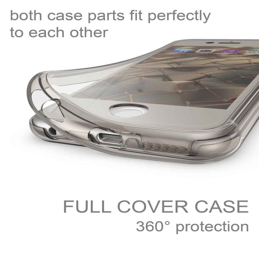 NALIA 360 Grad Handyhülle kompatibel mit iPhone 6 6S, Full Cover Vorne & Hinten Rundum Doppel-Schutz Schale, Dünnes Ganzkörper Case Silikon Etui, Transparente Display Schutz-Hülle & Rückseite - Grau