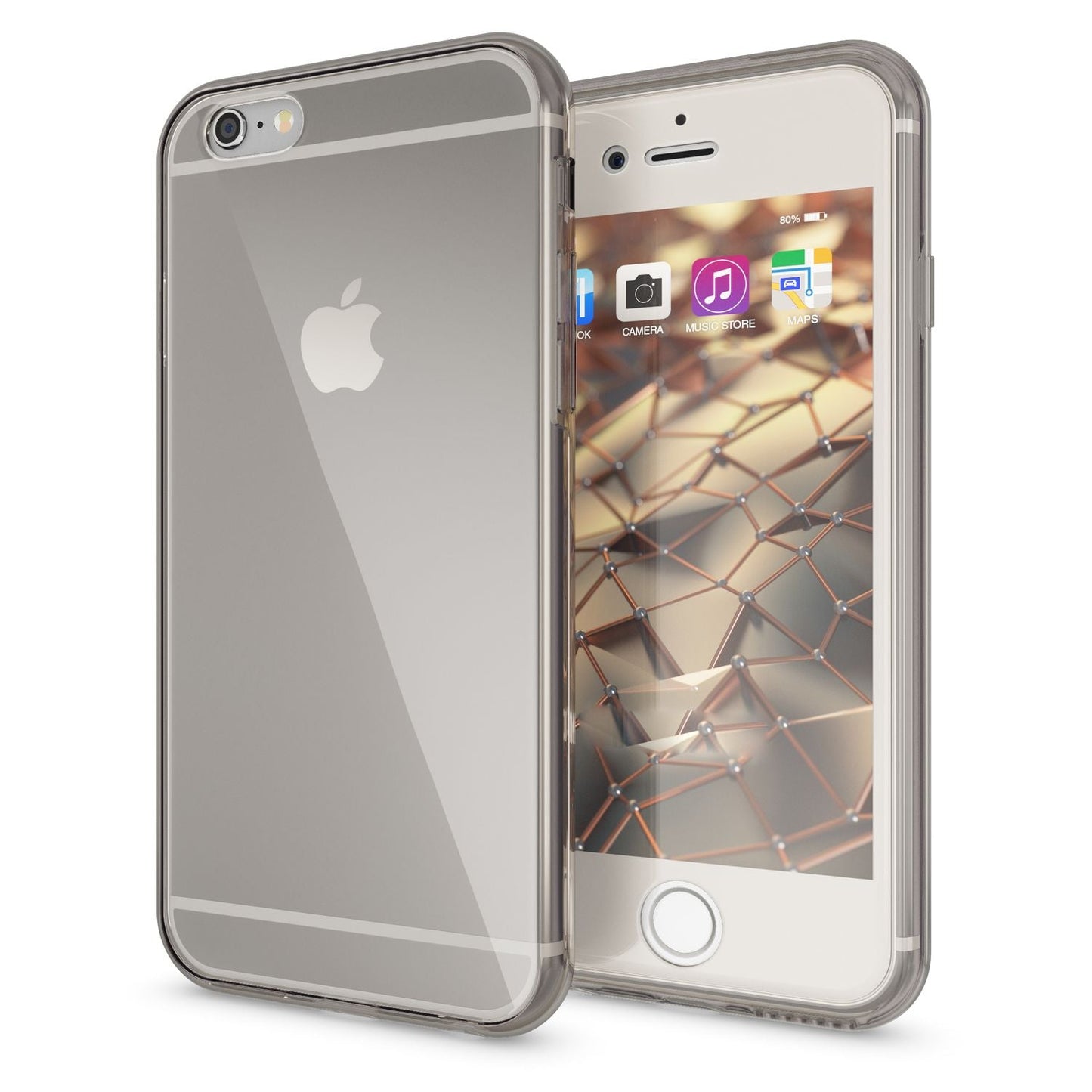 NALIA 360 Grad Handyhülle kompatibel mit iPhone 6 6S, Full Cover Vorne & Hinten Rundum Doppel-Schutz Schale, Dünnes Ganzkörper Case Silikon Etui, Transparente Display Schutz-Hülle & Rückseite - Grau