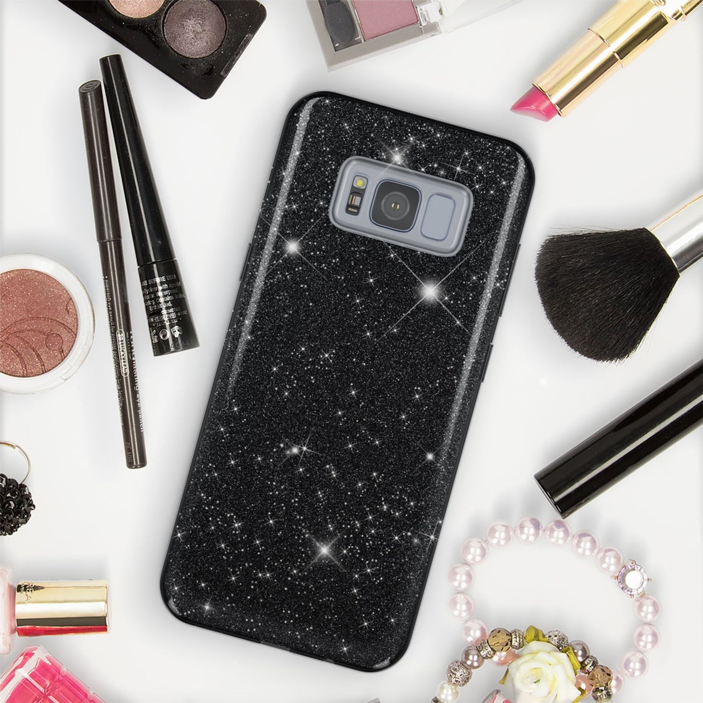 NALIA Glitzerhülle für Samsung Galaxy S8 – Funkelnder Glitzer-Look & Grip – SHINEPOP (Silikon Case) – Marke aus Berlin