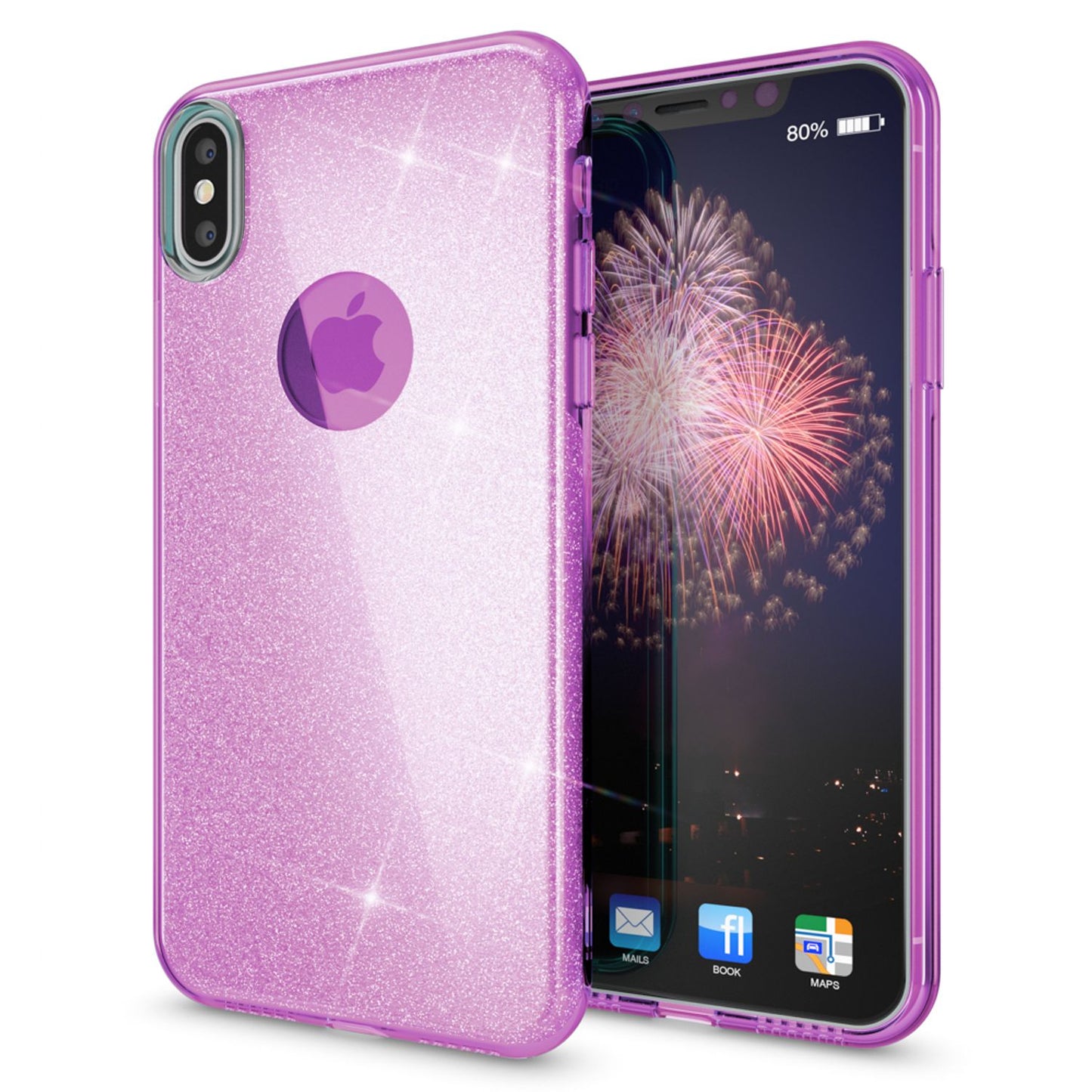 NALIA Glitzerhülle für iPhone X / XS – Funkelnder Glitzer-Look & Grip – SHINEPOP (Silikon Case) – Marke aus Berlin