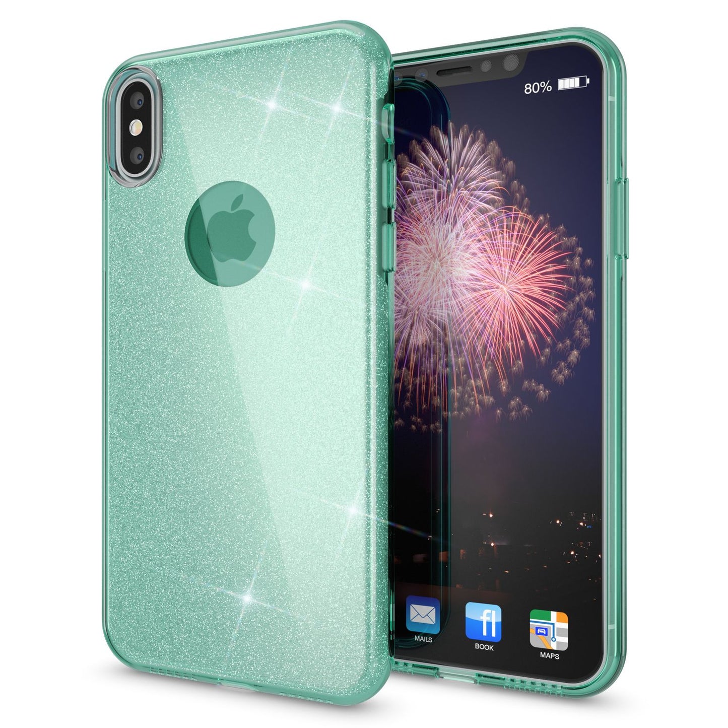 NALIA Glitzerhülle für iPhone X / XS – Funkelnder Glitzer-Look & Grip – SHINEPOP (Silikon Case) – Marke aus Berlin