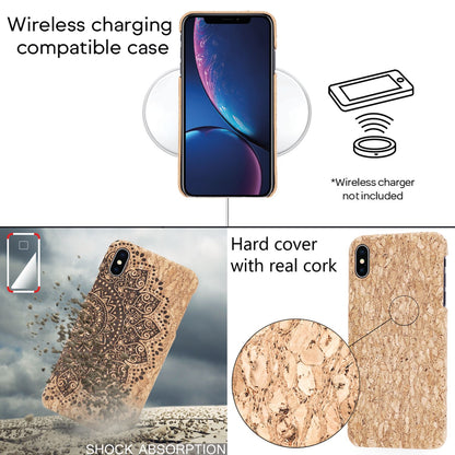 NALIA Kork Hülle kompatibel mit iPhone X XS, Natur-Holz Look Handyhülle Handy-Tasche Cover Case, Dünnes Slim Hardcase Schutzhülle Etui, Backcover Bumper Schutzhülle