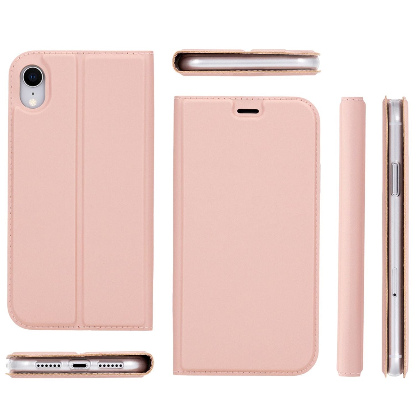 NALIA Klapphülle kompatibel mit Apple iPhone XR, Slim Flip Case Kunst-Leder Handyhülle Hard Cover Etui 360 Grad Hülle, Handy-Tasche Phone Book Bumper Schutzhülle Wallet Skin Klappbar
