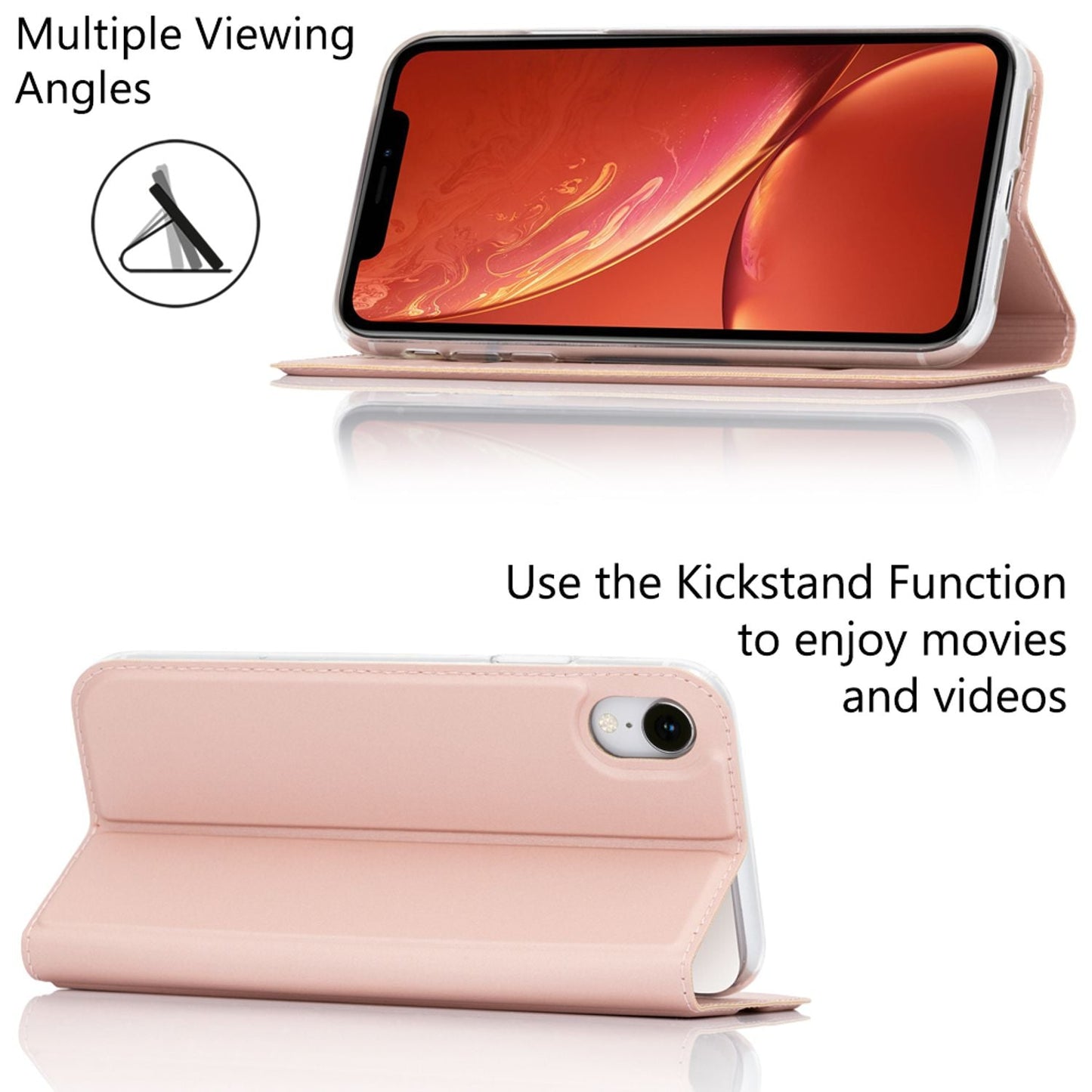 NALIA Klapphülle kompatibel mit Apple iPhone XR, Slim Flip Case Kunst-Leder Handyhülle Hard Cover Etui 360 Grad Hülle, Handy-Tasche Phone Book Bumper Schutzhülle Wallet Skin Klappbar