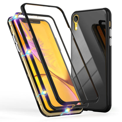 NALIA Magnetische 360° Glas Hülle kompatibel mit iPhone XR, Ultra-Slim Hard-Case Dünnes Hartglas Back-Cover mit Rahmen & Display-Schutz, Full-Body Schutzhülle Bumper Handy-Tasche Etui