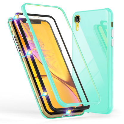 NALIA Magnetische 360° Glas Hülle kompatibel mit iPhone XR, Ultra-Slim Hard-Case Dünnes Hartglas Back-Cover mit Rahmen & Display-Schutz, Full-Body Schutzhülle Bumper Handy-Tasche Etui