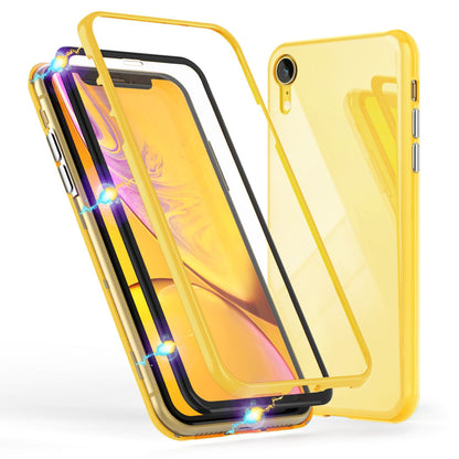NALIA Magnetische 360° Glas Hülle kompatibel mit iPhone XR, Ultra-Slim Hard-Case Dünnes Hartglas Back-Cover mit Rahmen & Display-Schutz, Full-Body Schutzhülle Bumper Handy-Tasche Etui