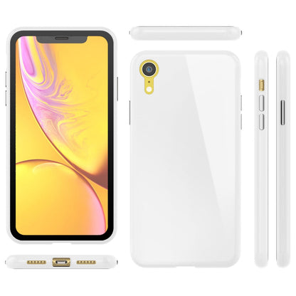 NALIA Magnetische 360° Glas Hülle kompatibel mit iPhone XR, Ultra-Slim Hard-Case Dünnes Hartglas Back-Cover mit Rahmen & Display-Schutz, Full-Body Schutzhülle Bumper Handy-Tasche Etui