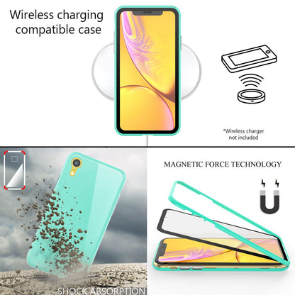 NALIA Magnetische 360° Glas Hülle kompatibel mit iPhone XR, Ultra-Slim Hard-Case Dünnes Hartglas Back-Cover mit Rahmen & Display-Schutz, Full-Body Schutzhülle Bumper Handy-Tasche Etui