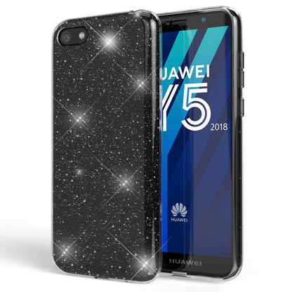 NALIA Glitzerhülle für Huawei Y5 (2018) – Funkelnder Glitzer-Look & Grip – SHINEPOP (Silikon Case) – Marke aus Berlin