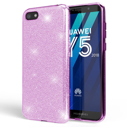 NALIA Glitzerhülle für Huawei Y5 (2018) – Funkelnder Glitzer-Look & Grip – SHINEPOP (Silikon Case) – Marke aus Berlin