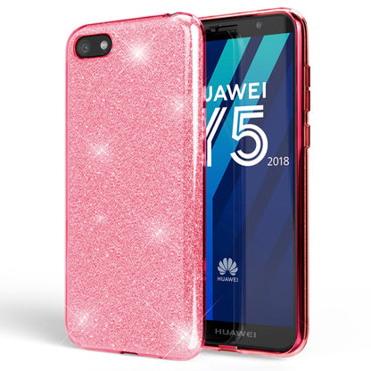 NALIA Glitzerhülle für Huawei Y5 (2018) – Funkelnder Glitzer-Look & Grip – SHINEPOP (Silikon Case) – Marke aus Berlin