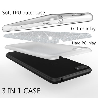 NALIA Glitzerhülle für Huawei Y5 (2018) – Funkelnder Glitzer-Look & Grip – SHINEPOP (Silikon Case) – Marke aus Berlin