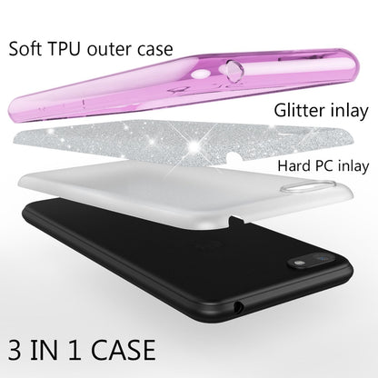 NALIA Glitzerhülle für Huawei Y5 (2018) – Funkelnder Glitzer-Look & Grip – SHINEPOP (Silikon Case) – Marke aus Berlin