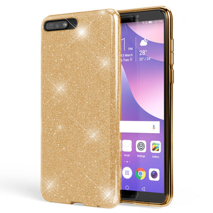 NALIA Glitzerhülle für Huawei Y6 (2018) – Funkelnder Glitzer-Look & Grip – SHINEPOP (Silikon Case) – Marke aus Berlin