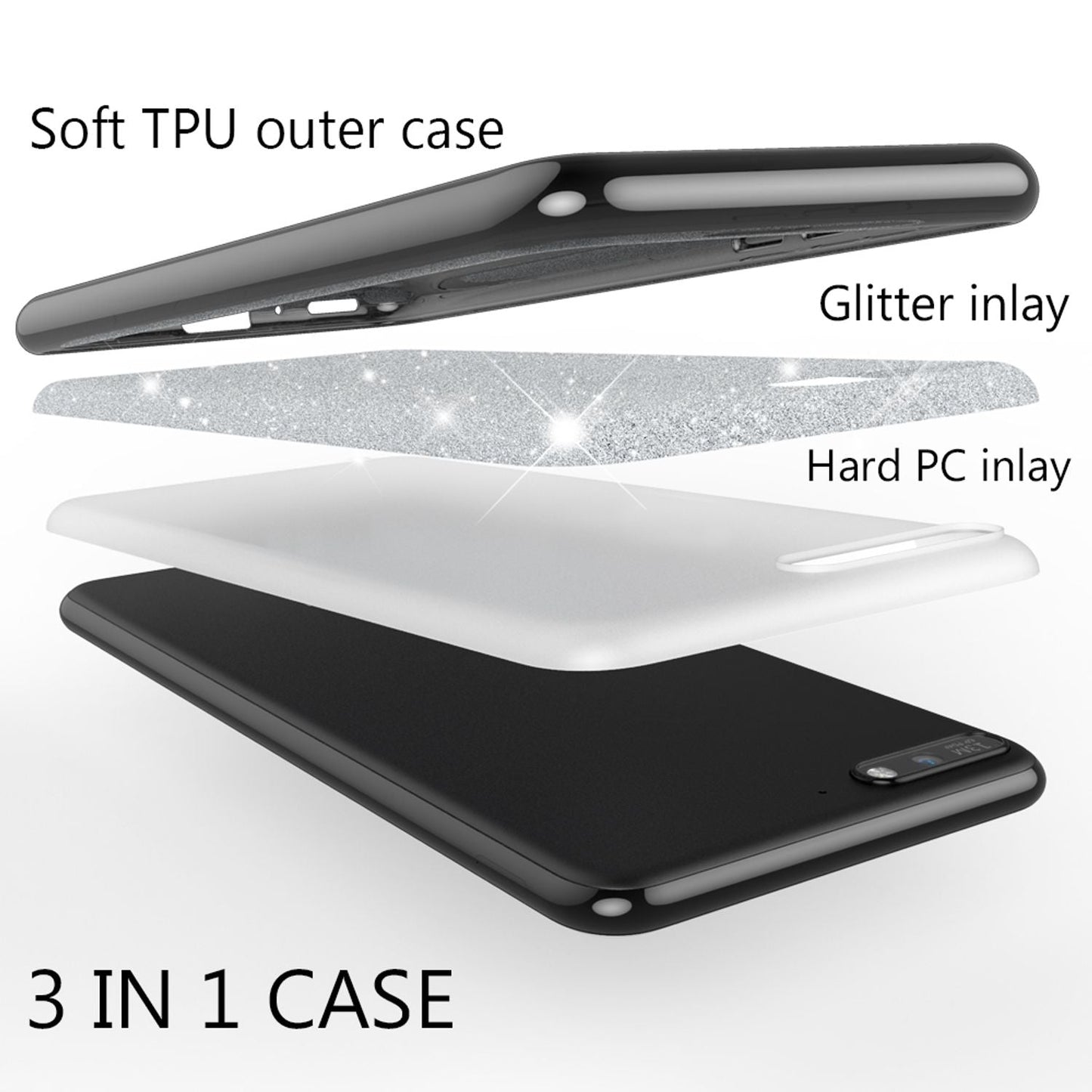 NALIA Glitzerhülle für Huawei Y6 (2018) – Funkelnder Glitzer-Look & Grip – SHINEPOP (Silikon Case) – Marke aus Berlin
