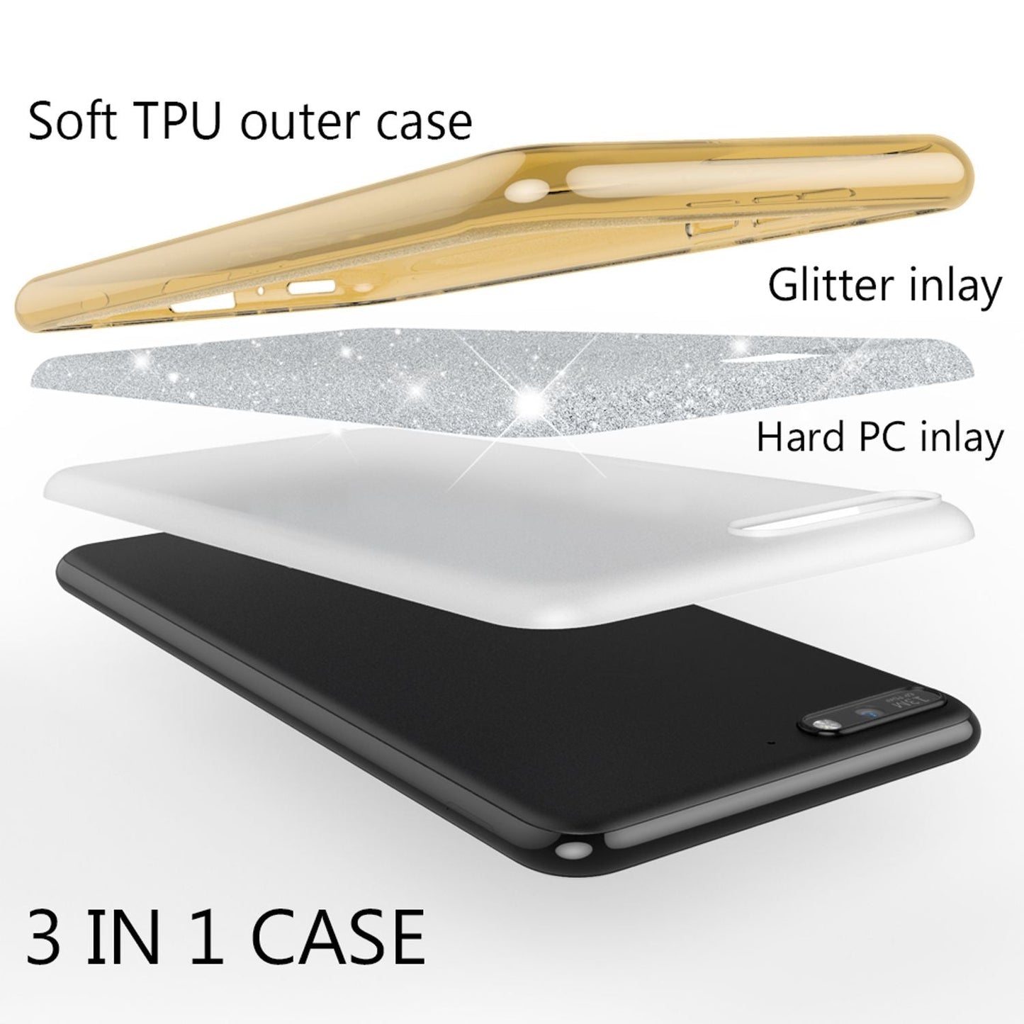 NALIA Glitzerhülle für Huawei Y6 (2018) – Funkelnder Glitzer-Look & Grip – SHINEPOP (Silikon Case) – Marke aus Berlin