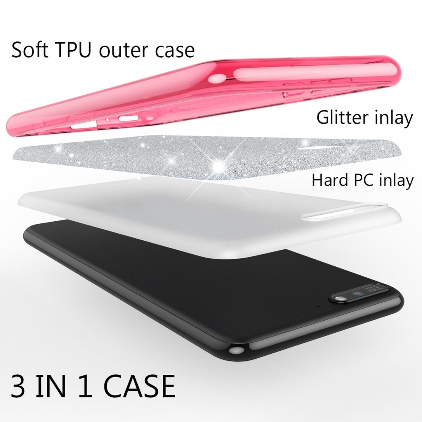 NALIA Glitzerhülle für Huawei Y6 (2018) – Funkelnder Glitzer-Look & Grip – SHINEPOP (Silikon Case) – Marke aus Berlin