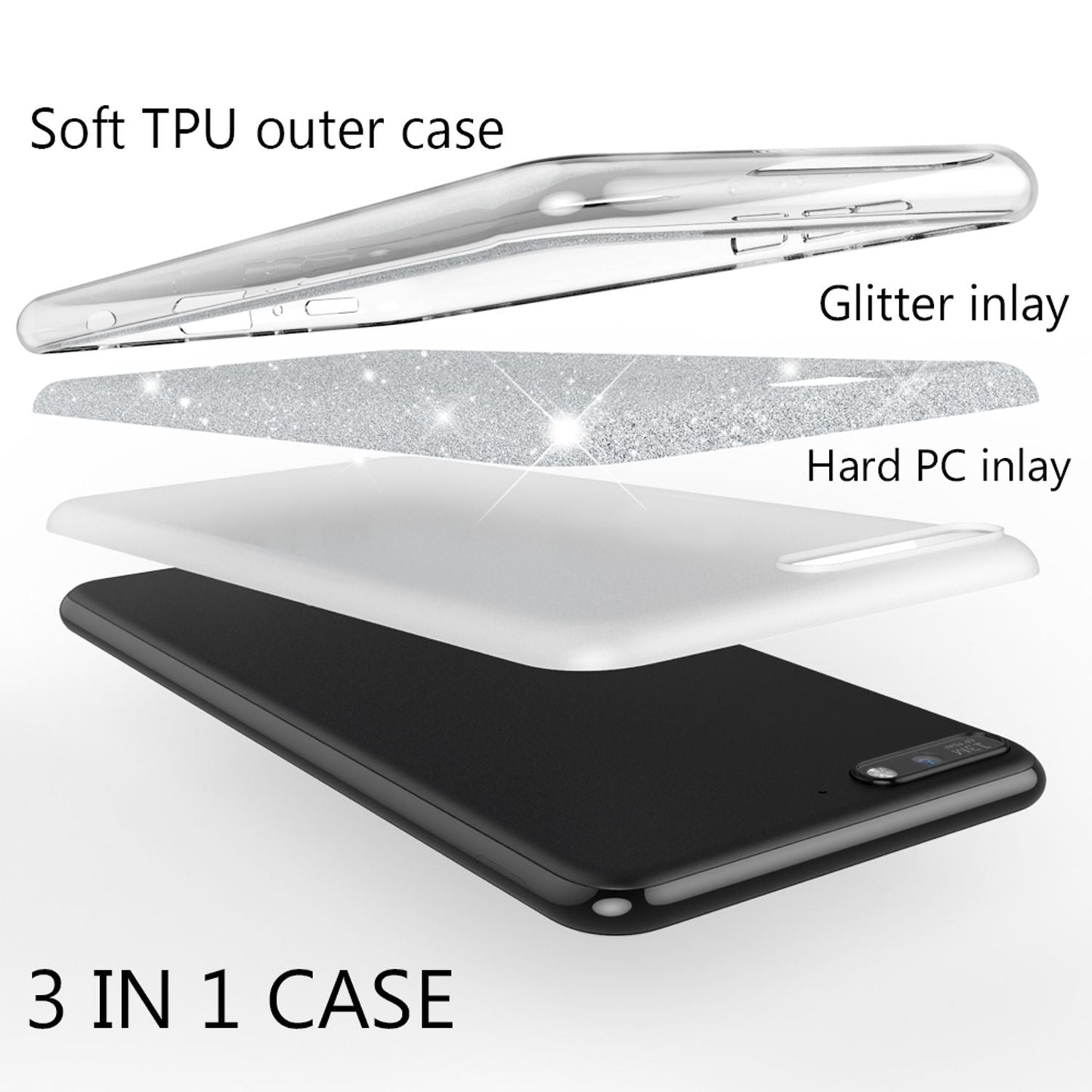 NALIA Glitzerhülle für Huawei Y6 (2018) – Funkelnder Glitzer-Look & Grip – SHINEPOP (Silikon Case) – Marke aus Berlin
