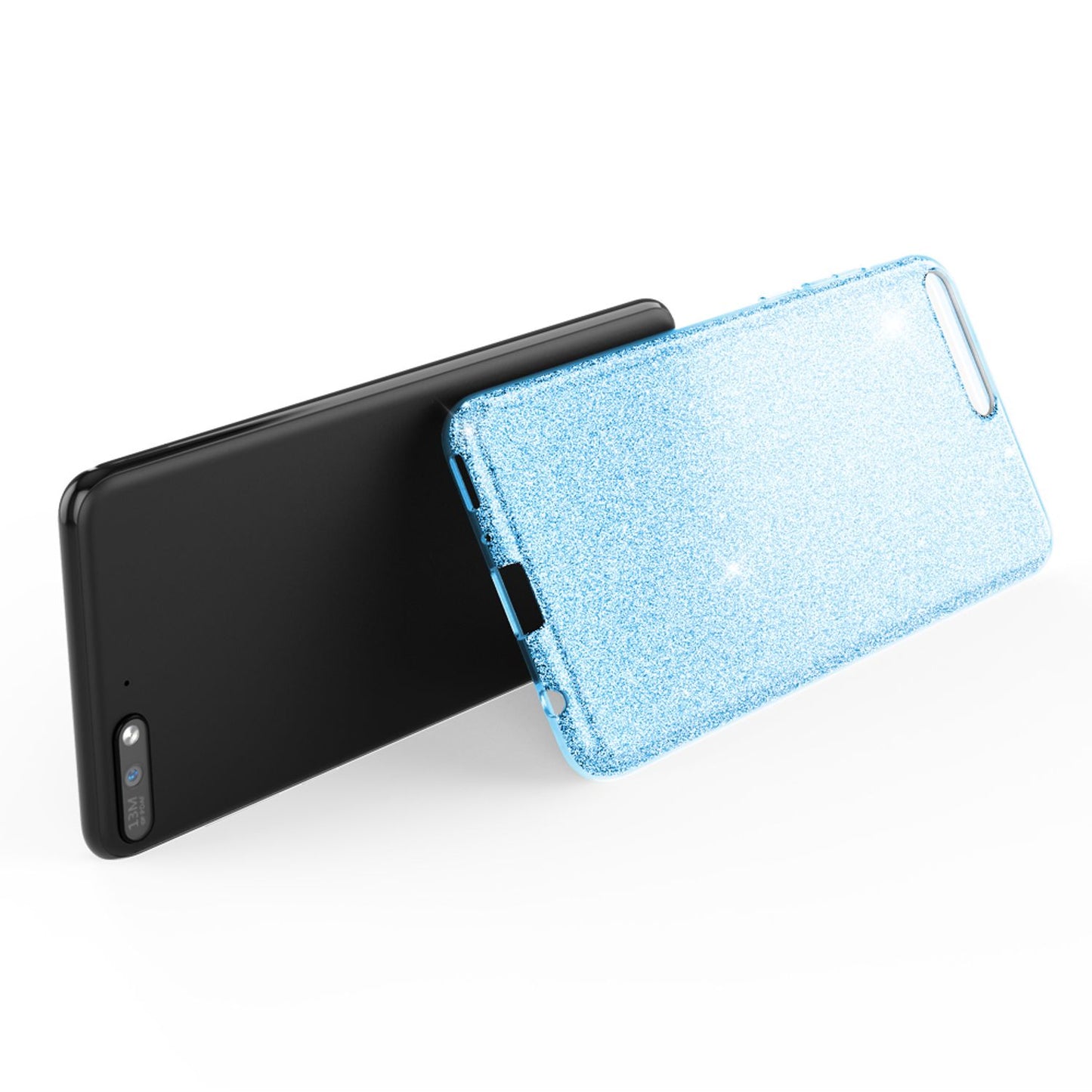 NALIA Glitzerhülle für Huawei Y6 (2018) – Funkelnder Glitzer-Look & Grip – SHINEPOP (Silikon Case) – Marke aus Berlin