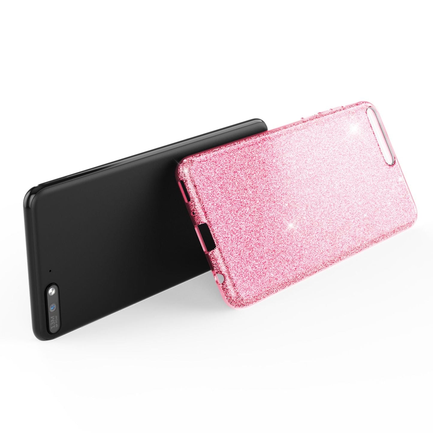 NALIA Glitzerhülle für Huawei Y6 (2018) – Funkelnder Glitzer-Look & Grip – SHINEPOP (Silikon Case) – Marke aus Berlin