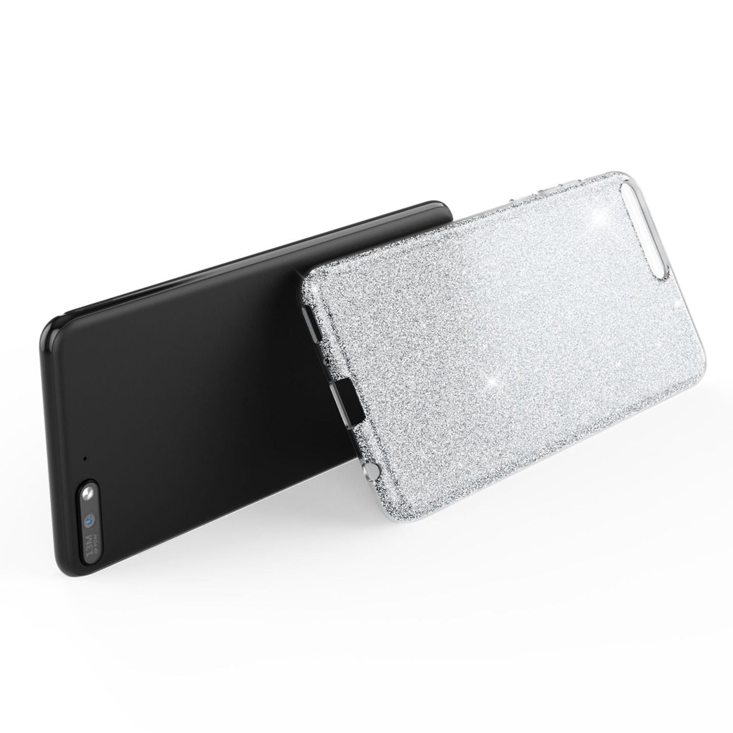 NALIA Glitzerhülle für Huawei Y6 (2018) – Funkelnder Glitzer-Look & Grip – SHINEPOP (Silikon Case) – Marke aus Berlin