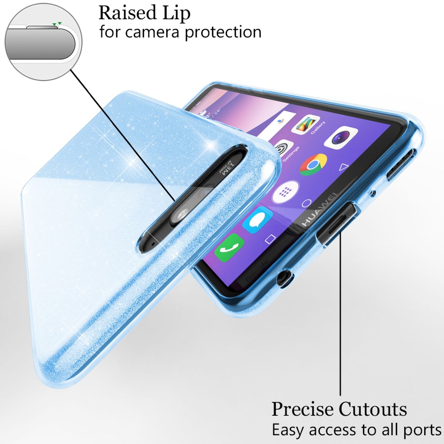 NALIA Glitzerhülle für Huawei Y6 (2018) – Funkelnder Glitzer-Look & Grip – SHINEPOP (Silikon Case) – Marke aus Berlin
