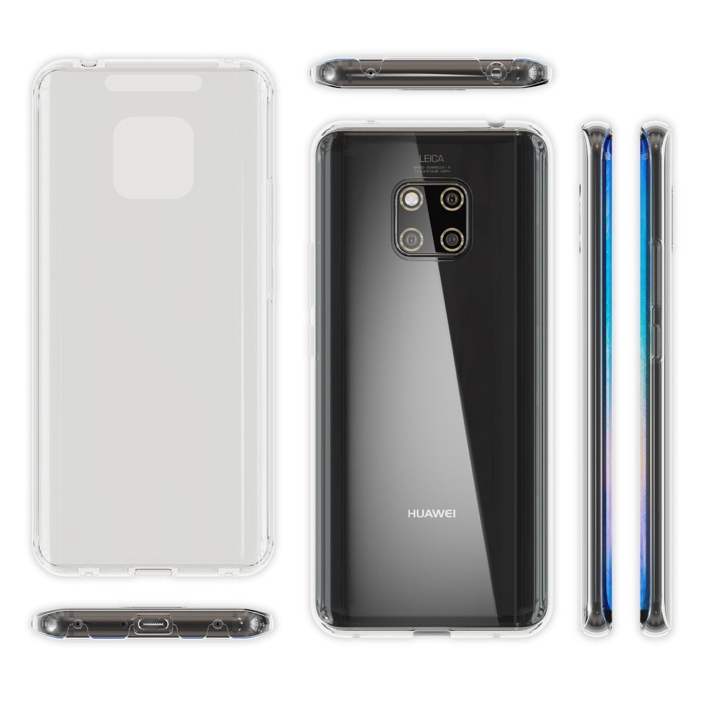 NALIA 360 Grad Hülle kompatibel mit Huawei Mate20 Pro, Full Cover Rundum Doppel-Schutz, Dünnes Ganzkörper Case Silikon Etui Handytasche, Displayschutz & Rückseite Handyhülle