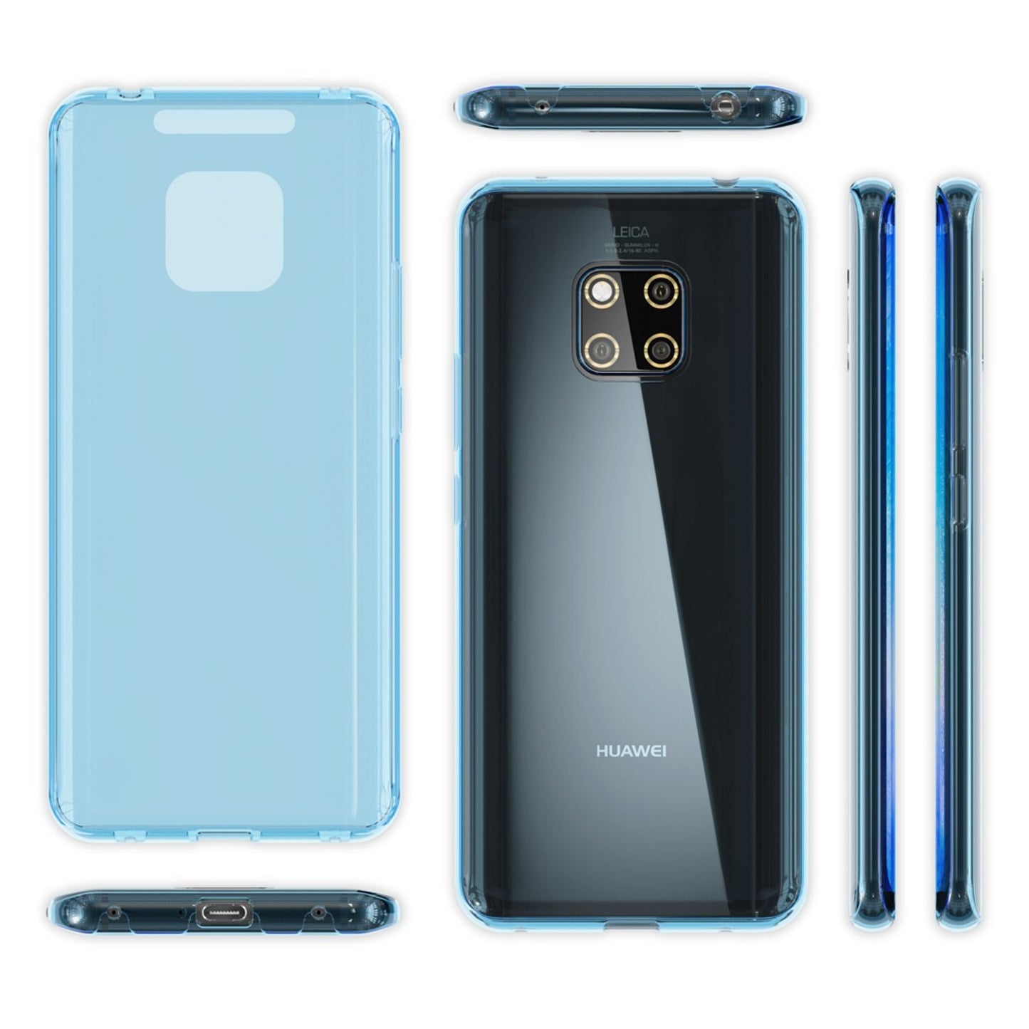 NALIA 360 Grad Hülle kompatibel mit Huawei Mate20 Pro, Full Cover Rundum Doppel-Schutz, Dünnes Ganzkörper Case Silikon Etui Handytasche, Displayschutz & Rückseite Handyhülle