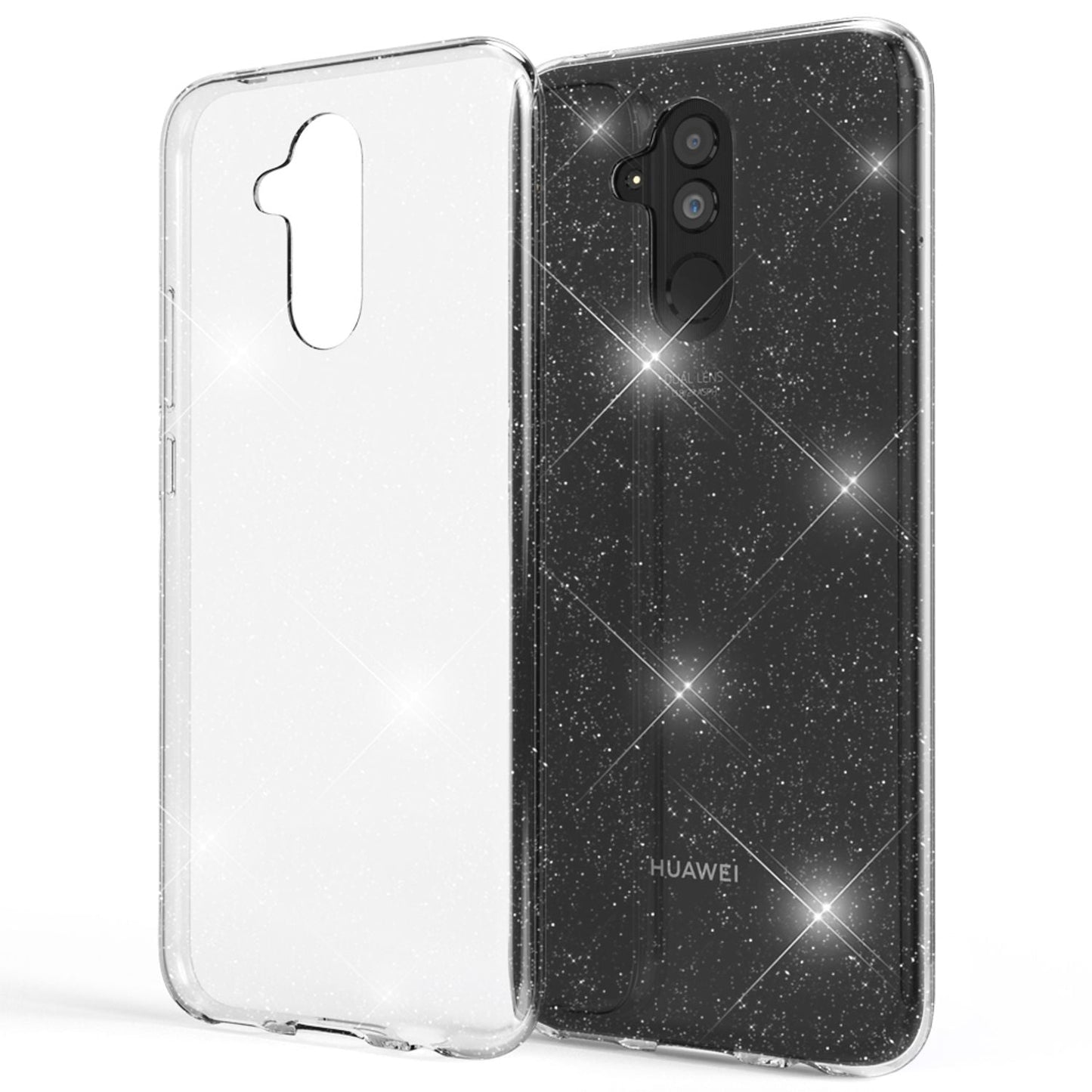 NALIA Glitzerhülle für Huawei Mate 20 Lite – Funkelndes Silikon Case – DAZZLIN (Transparent & Stoßfest) – Marke aus Berlin