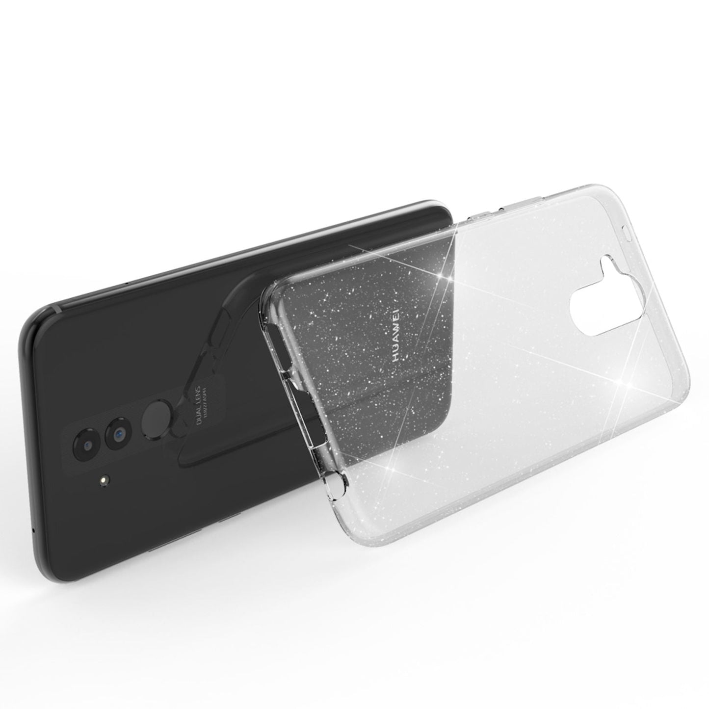 NALIA Glitzerhülle für Huawei Mate 20 Lite – Funkelndes Silikon Case – DAZZLIN (Transparent & Stoßfest) – Marke aus Berlin