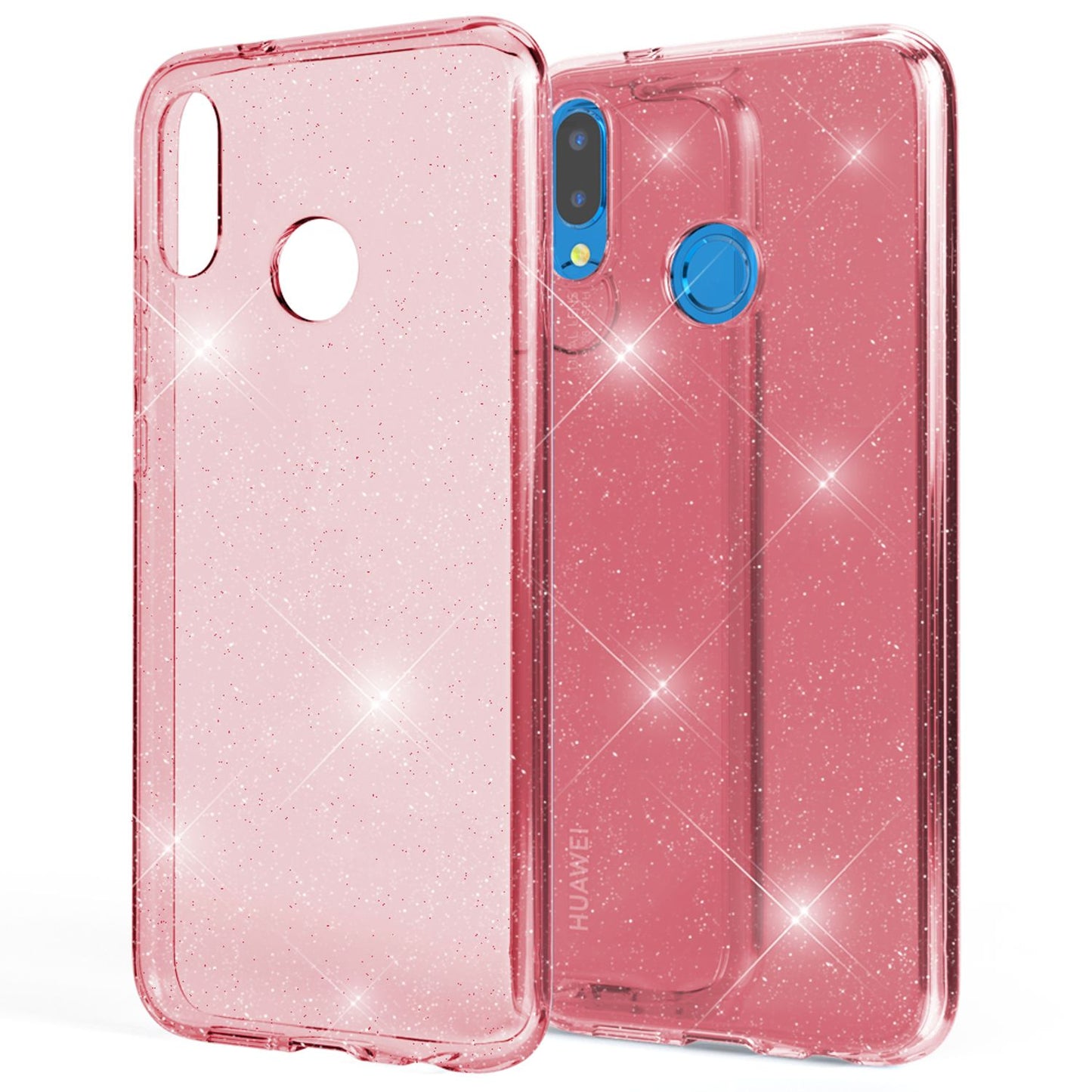 NALIA Glitzerhülle für Huawei P20 Lite – Funkelndes Silikon Case – DAZZLIN (Transparent & Stoßfest) – Marke aus Berlin
