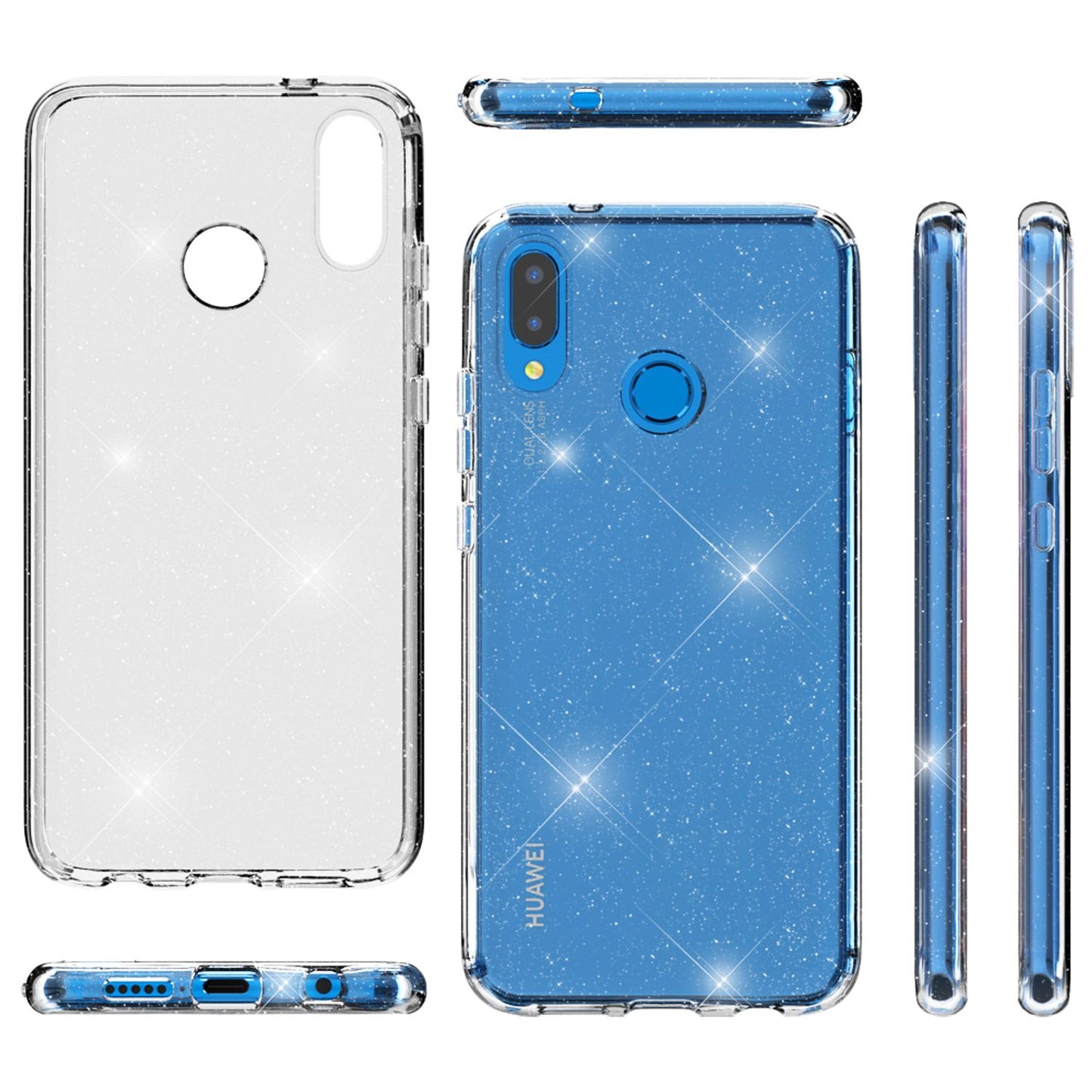 NALIA Glitzerhülle für Huawei P20 Lite – Funkelndes Silikon Case – DAZZLIN (Transparent & Stoßfest) – Marke aus Berlin