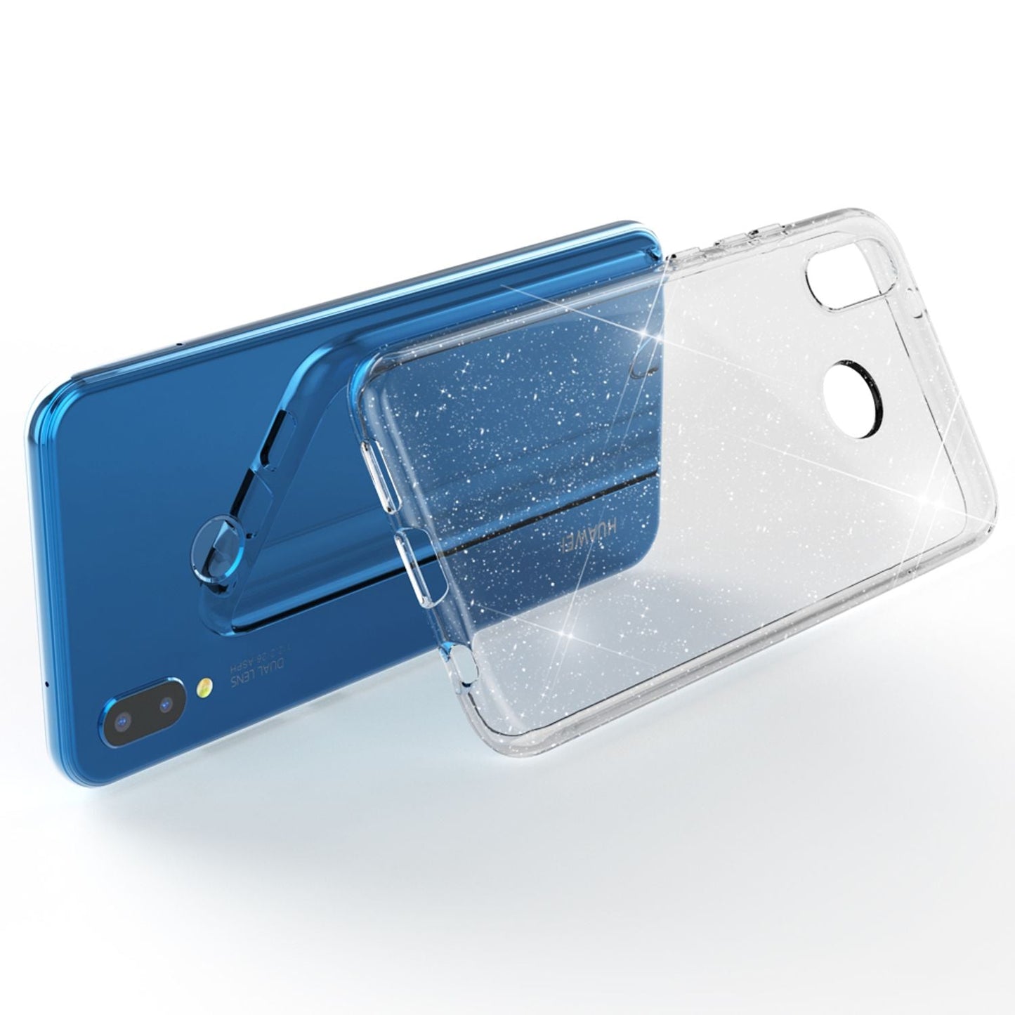 NALIA Glitzerhülle für Huawei P20 Lite – Funkelndes Silikon Case – DAZZLIN (Transparent & Stoßfest) – Marke aus Berlin