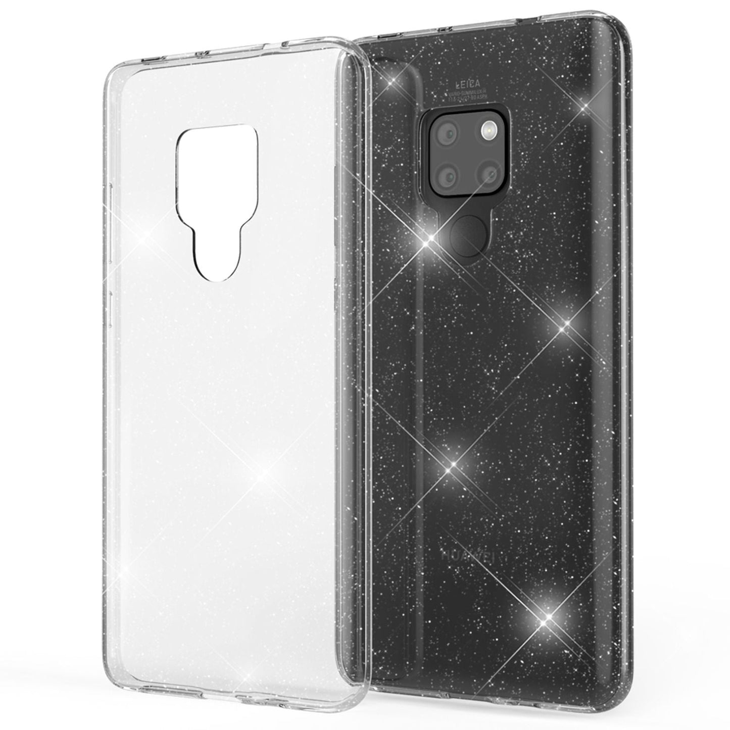 NALIA Glitzerhülle für Huawei Mate 20 – Funkelndes Silikon Case – DAZZLIN (Transparent & Stoßfest) – Marke aus Berlin