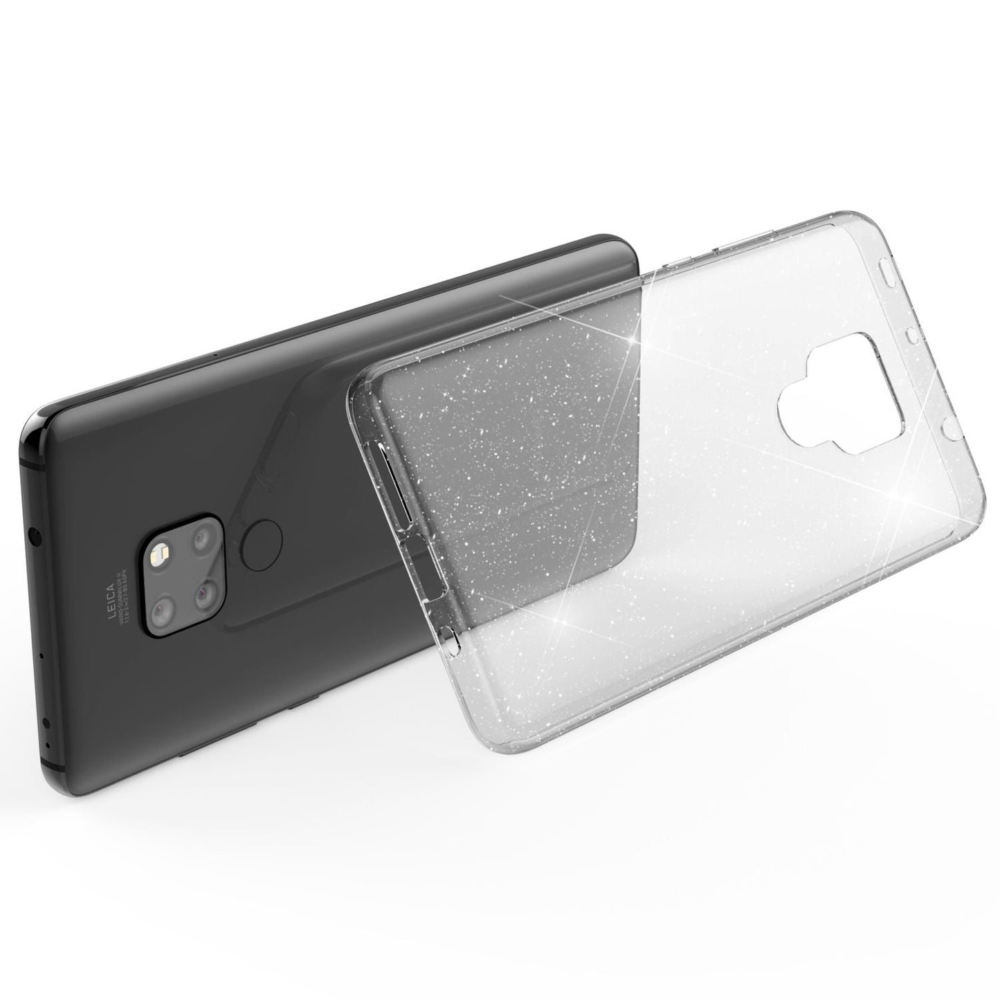 NALIA Glitzerhülle für Huawei Mate 20 – Funkelndes Silikon Case – DAZZLIN (Transparent & Stoßfest) – Marke aus Berlin