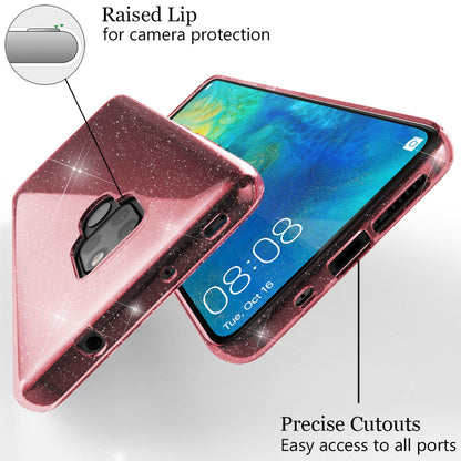 NALIA Glitzerhülle für Huawei Mate 20 – Funkelndes Silikon Case – DAZZLIN (Transparent & Stoßfest) – Marke aus Berlin